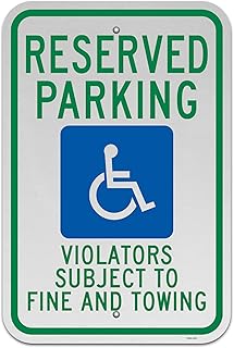 Brimar - 12" x 18" - Texas Reserved Parking Sign - Reserved Parking Violators Subject To Fine and Towing - .063″ Engineering Grade Reflective Aluminum - Bold Text and Symbol - Easy Installation