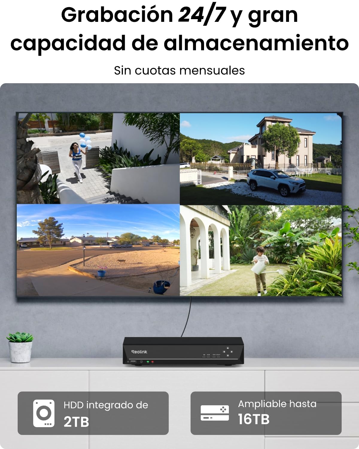 Reolink 4K Kit de Videovigilancia PoE para Exterior, 6X 8MP Cámaras IP, NVR 8CH con 2TB HDD, Grabación 24/7, Detección de Personas/Vehículos, Visión Nocturna, IP67 Impermeable, RLK8-800B6