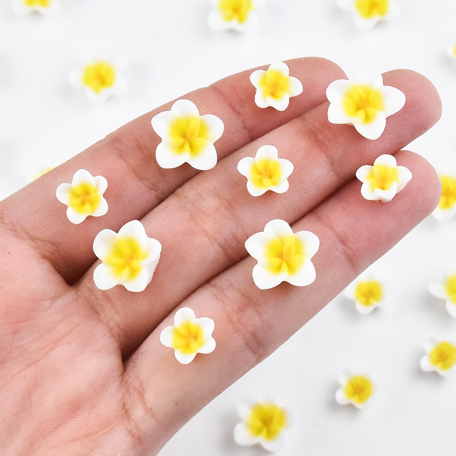 100 Pieces Tiny Plumeria Decor for Dollhouse Mini Resin Decor for Crafts Tiny Things for Fairy Garden Micro Landscaping Decoration — image 1