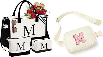 YOOLIFE Initial Tote Bag and Initial Crossbody Bag