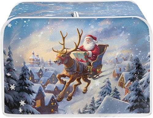 Psesaysky Cubiertas para tostadoras de ciervos de Papá Noel, 2 rebanadas, cocina de Navidad, hogar, accesorios decorativos a prueba de polvo, horno