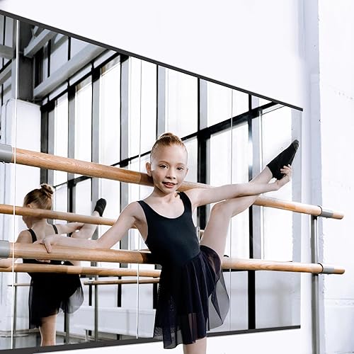 Miniatura 5 de Espejo de pie de longitud completa, espejo grande con marco de aluminio para puerta, dormitorio, baño, sala de estar (60 x 15 pulgadas, negro)