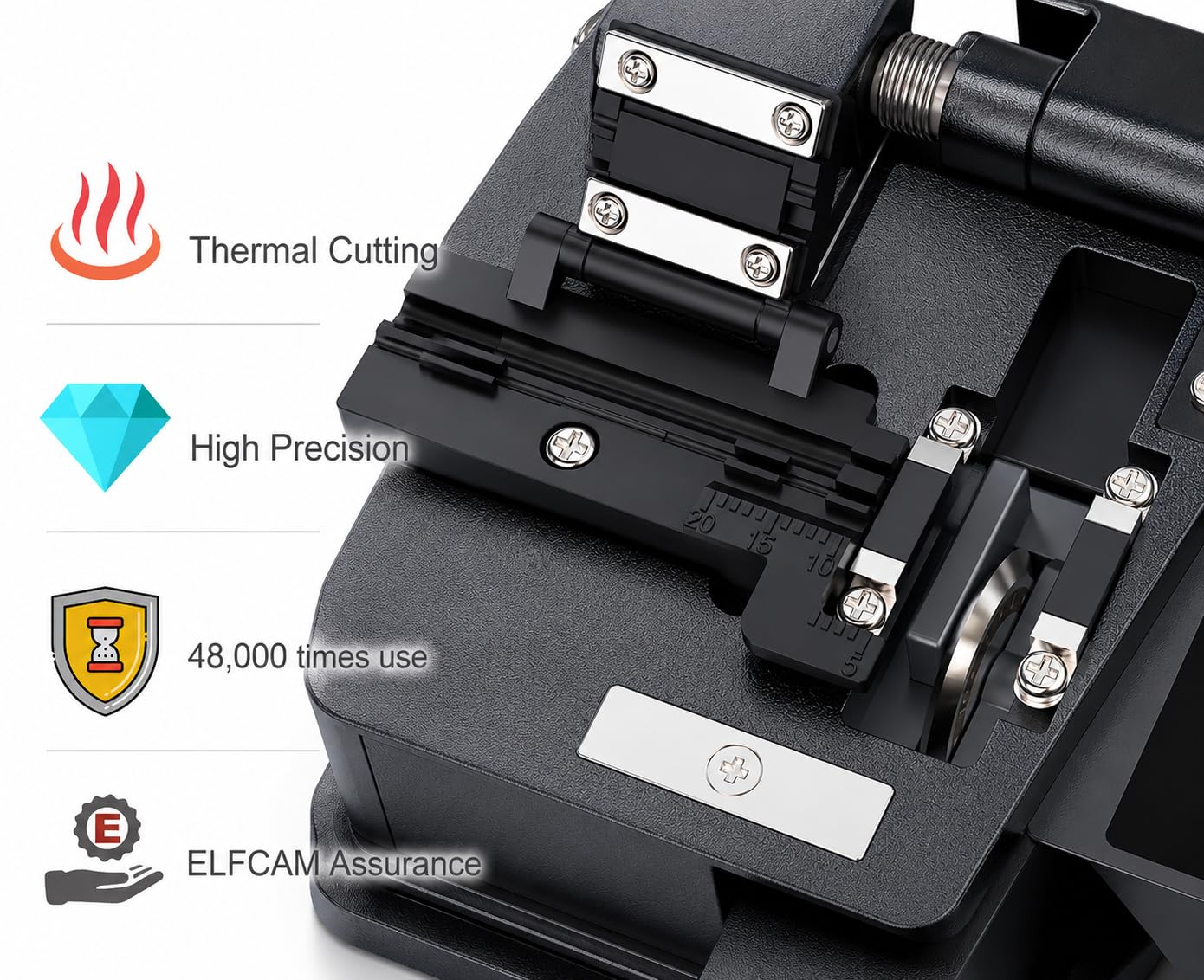 Elfcam® - SE Cliveuse de Grande Précision pour Découpeuse/Cleaver Fibre Optique et Soudeuse à Fibre Optique (SE)