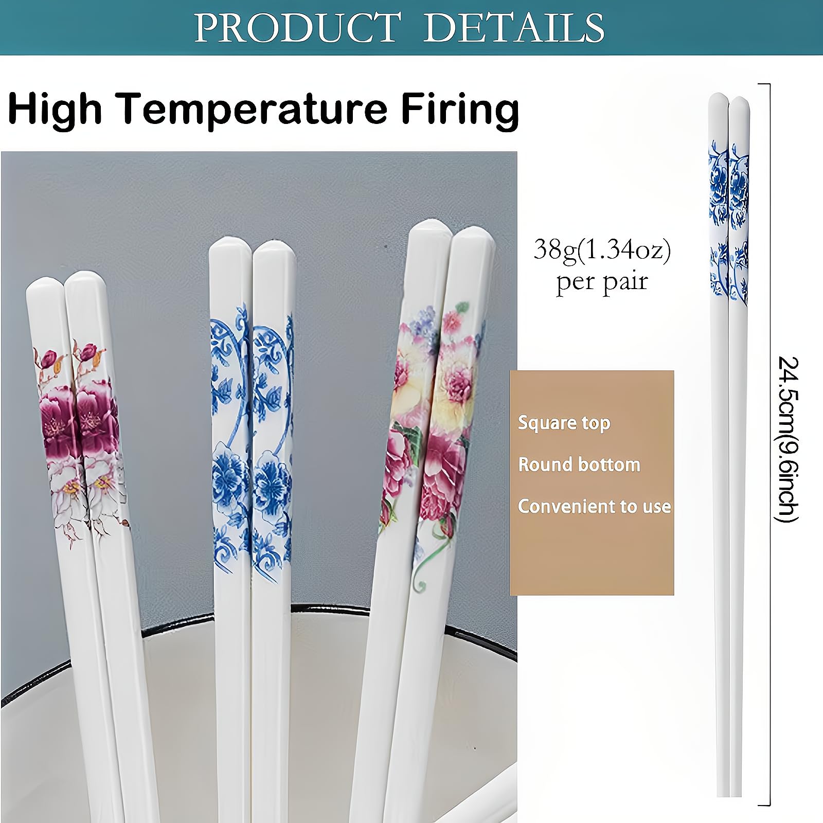Ceramic Chopsticks Set - Blue Peony Gift -7