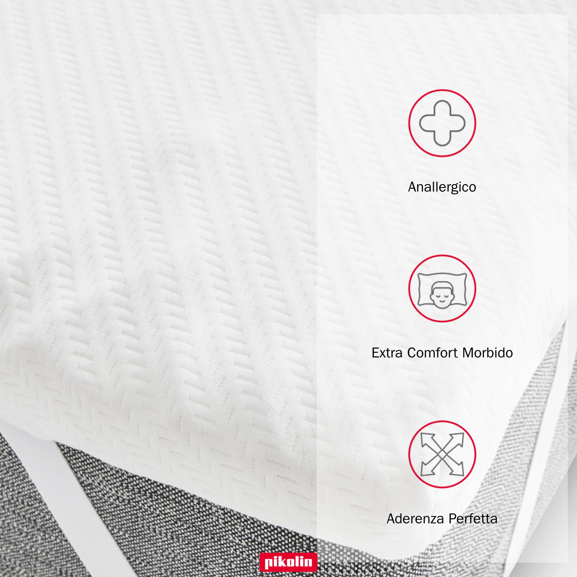 PIKOLIN - Topper Matrimoniale alla francese 140x190 cm in Memory Foam Alto 7 cm | Coprimaterasso Ergonomico e Traspirante | Lavabile in Tessuto Jacquard | Certificato Oeko-Tex. Modello Sendai