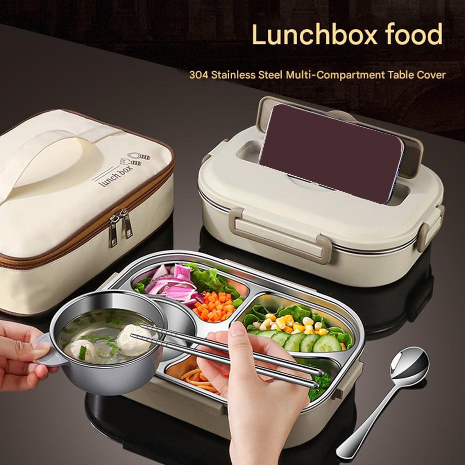 Lonchera Bentos apta para microondas, diseño compartimentado, doble aislamiento, para estudiantes, adultos, actividades al aire libre, pícnics al aire libre, lonchera con utensilios