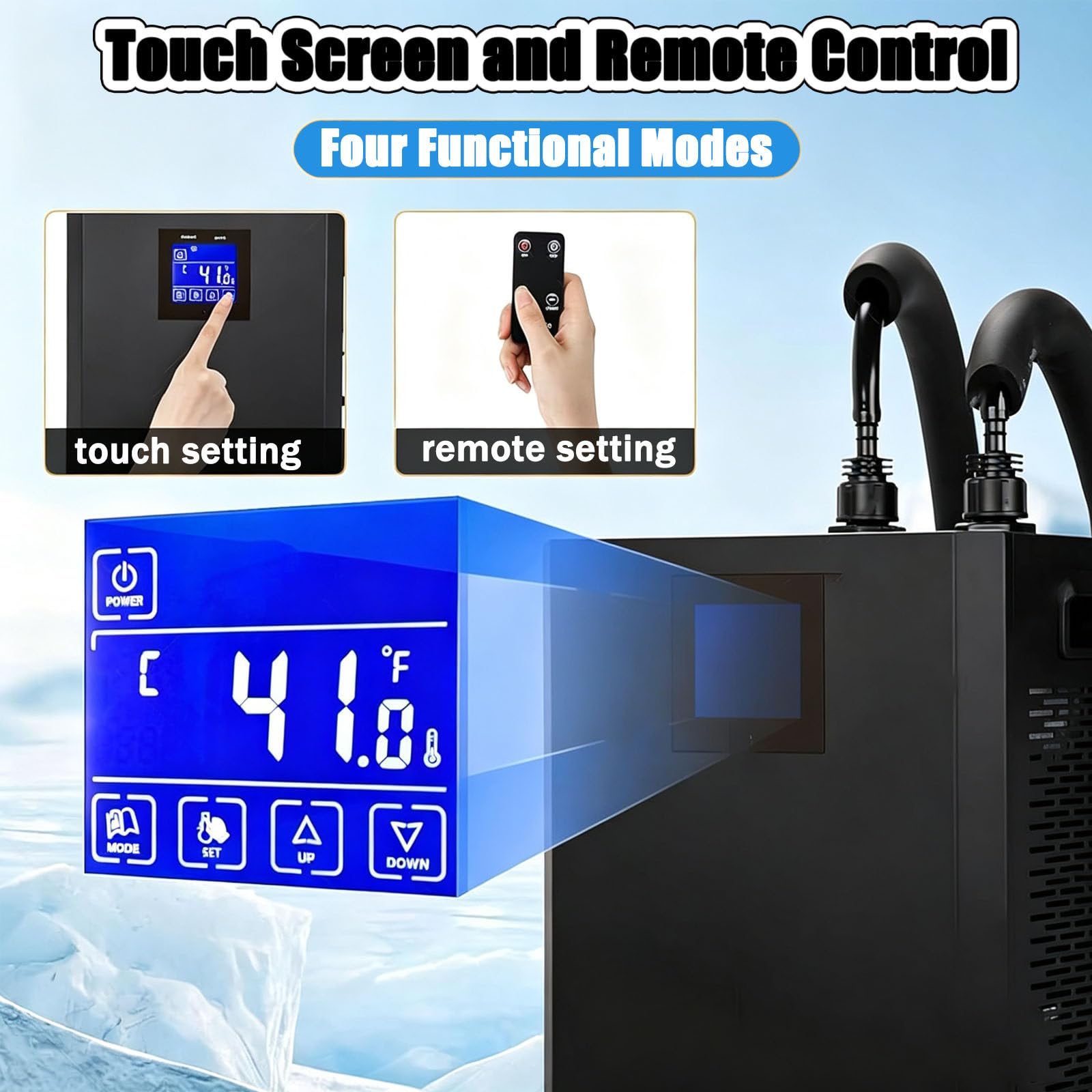 Enfriador De Agua para Bañeras De Inmersión Fría con Pantalla LED, Bomba, Control Remoto,Enfriador De Agua para Baños De Hielo para Recuperación Y Terapia Muscular En El Hogar Dualpump