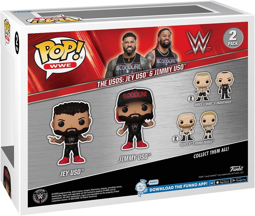 Funko POP! WWE: The Usos: Jey USO & Jimmy USO, 2-Pack - Collectable Vinyl Figure - Gift Idea - Official Merchandise - for Kids & Adults - Sports Fans - Model Figure for Collectors and Display
