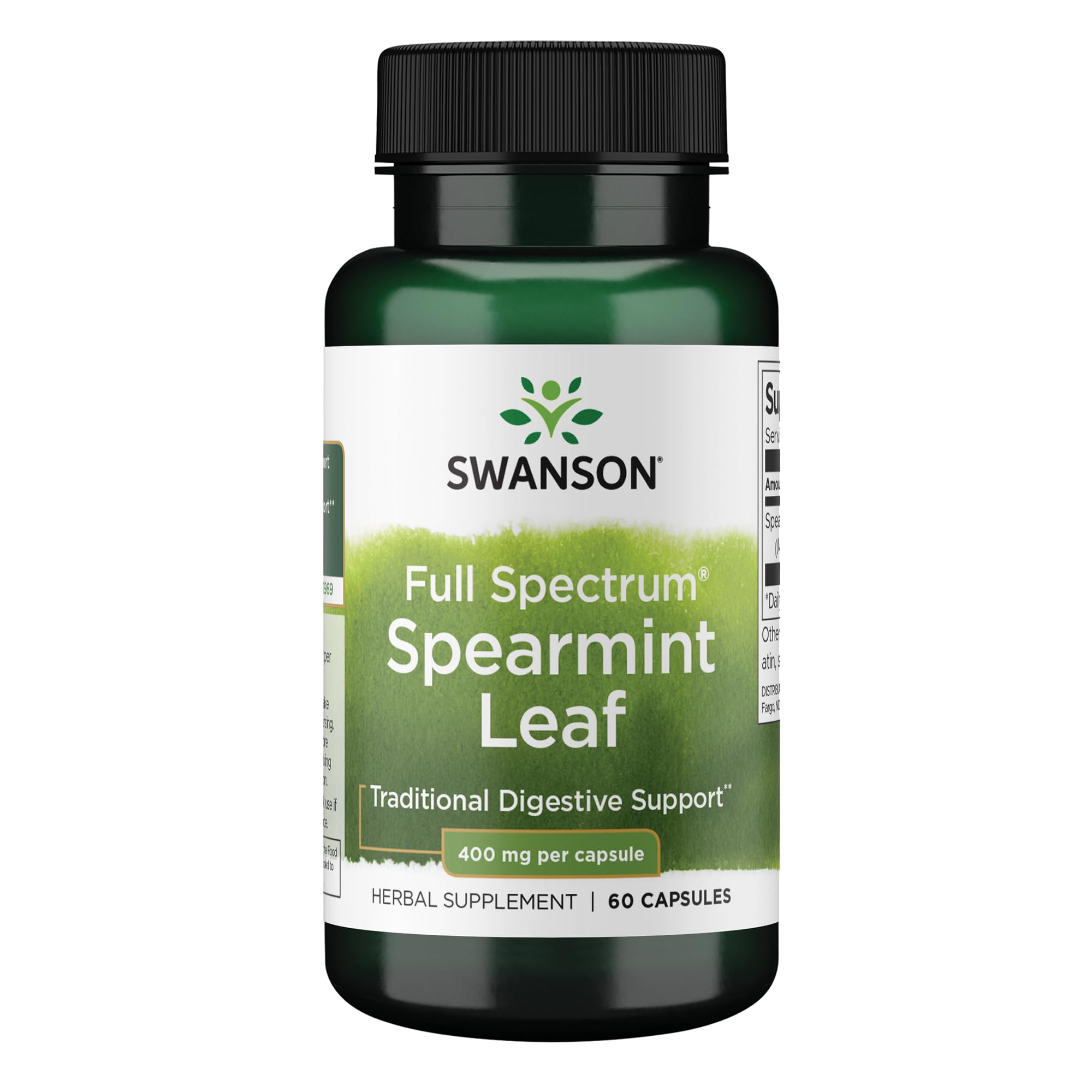 Swanson 〔スワンソン〕 スペアミント リーフ (Mentha Spicata) - フルスペクトラム ハーブ サプリメント - 健康とウェルネスをサポートする天然フォーミュラ - (60 カプセル、各 400 mg)