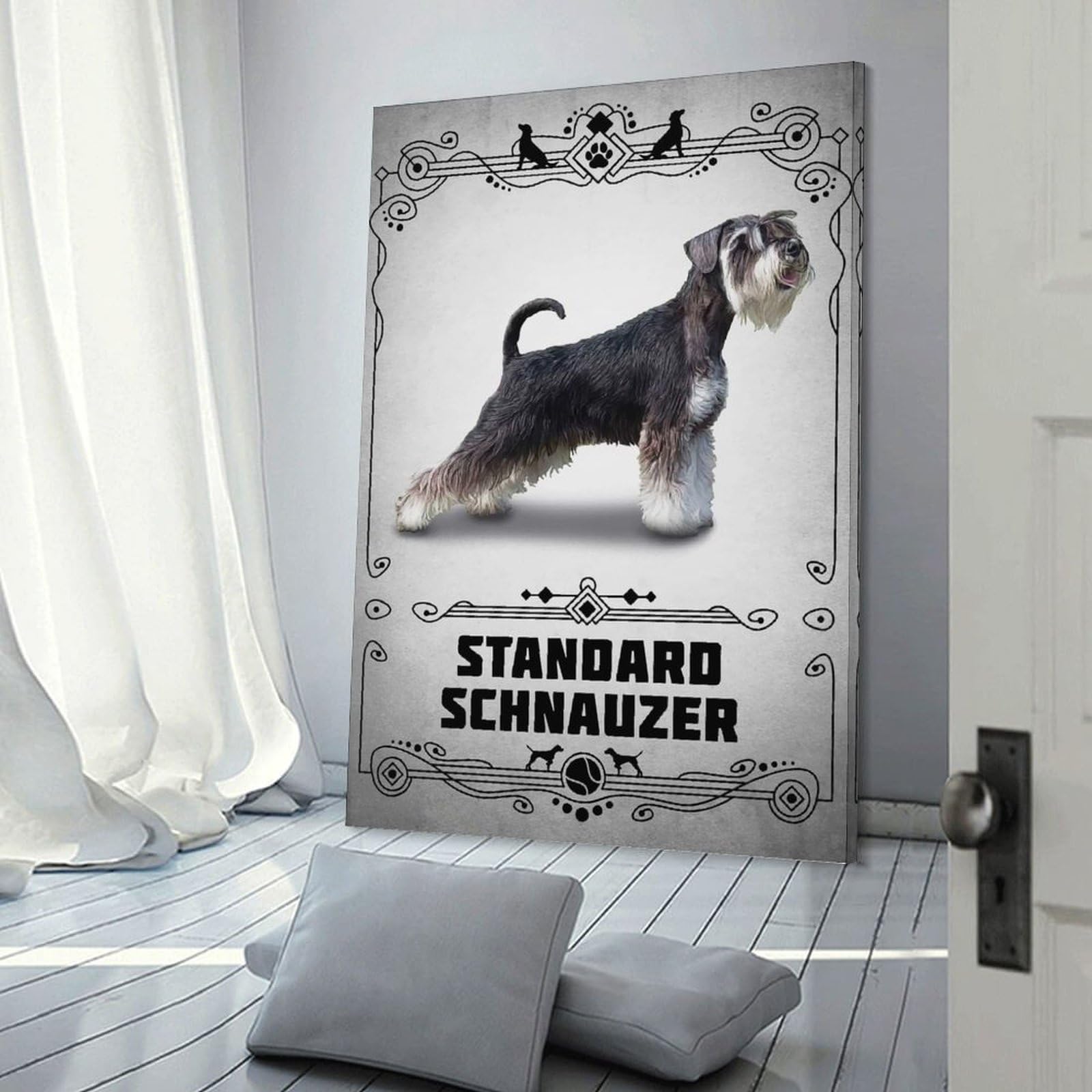 Junmoney Standard Schnauzer Wall Art Print 24x36inch(60x90cm), for Hallway, Entryway Or Landing, Wall Decor to Refresh Empty Corners, for Cosy Room Updates