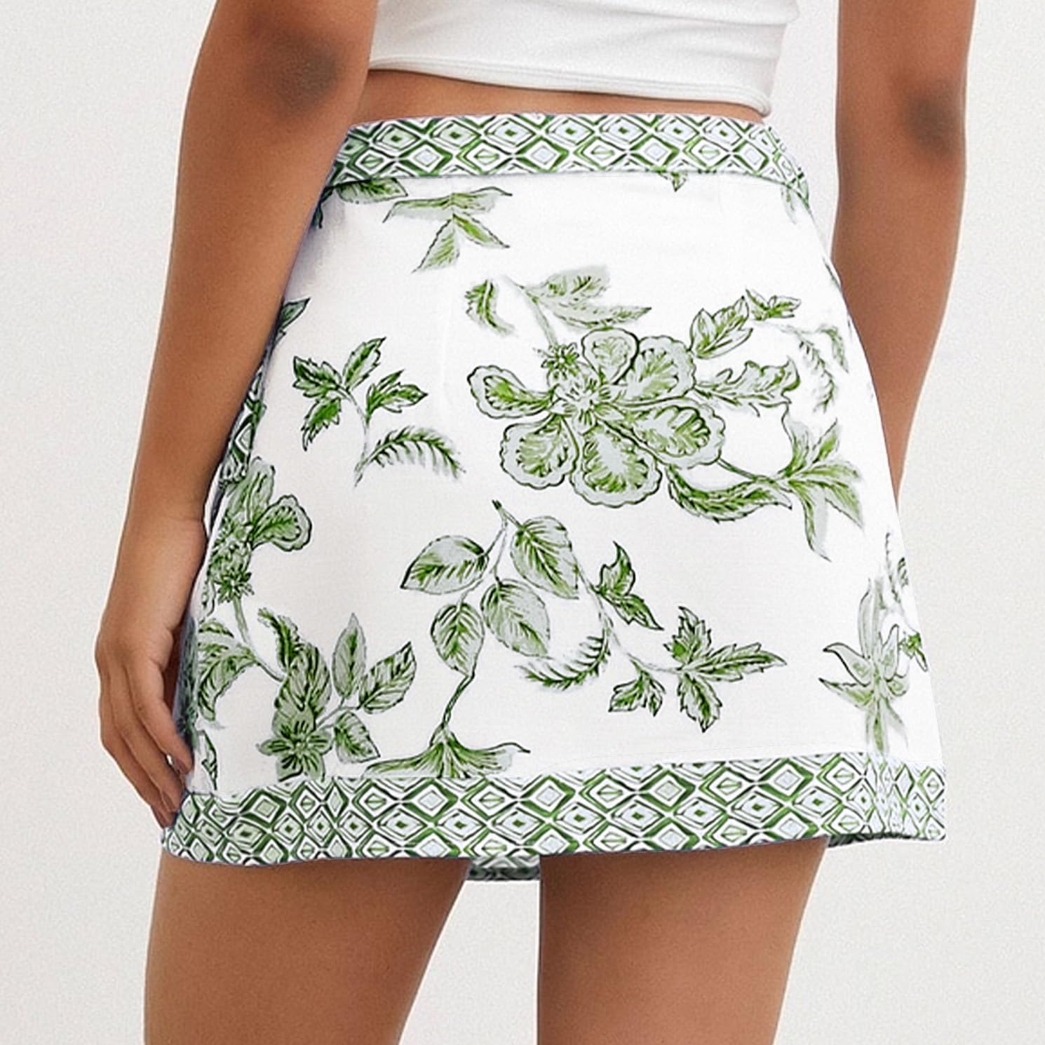 Womens Floral Wrap Mini Skirt Summer Beach Short Skirt Casual Knot Side High Waist A Line Vacation Outfits Skirts - Image 4