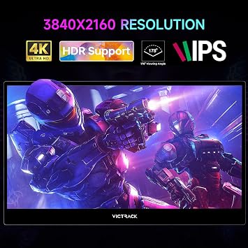 Victrack 4K Touchscreen Pro Gaming Portable Monitor, 13.3 Ultra UHD (3840*2160), for handheld gaming pc, style as ASUS Rog Ally, Lenovo Legion go, 100% RGB IPS Display HDR Travel Monitor Smart Cover