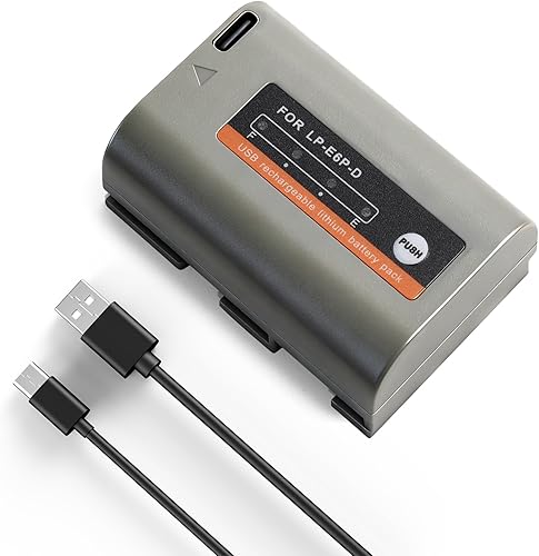 E EGOWAY Paquete de 1 batería Canon LP-E6NH de 2600 mAh compatible con Canon EOS R8, R7, R6, R5, R5 Mark II, R, 5D III IV, 5DS, 6D, 6D II, 7D, 80D,