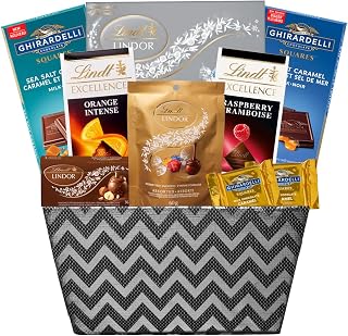 Chocolate Gift Basket Luxury with Lindt and Ghirardelli Chocolates