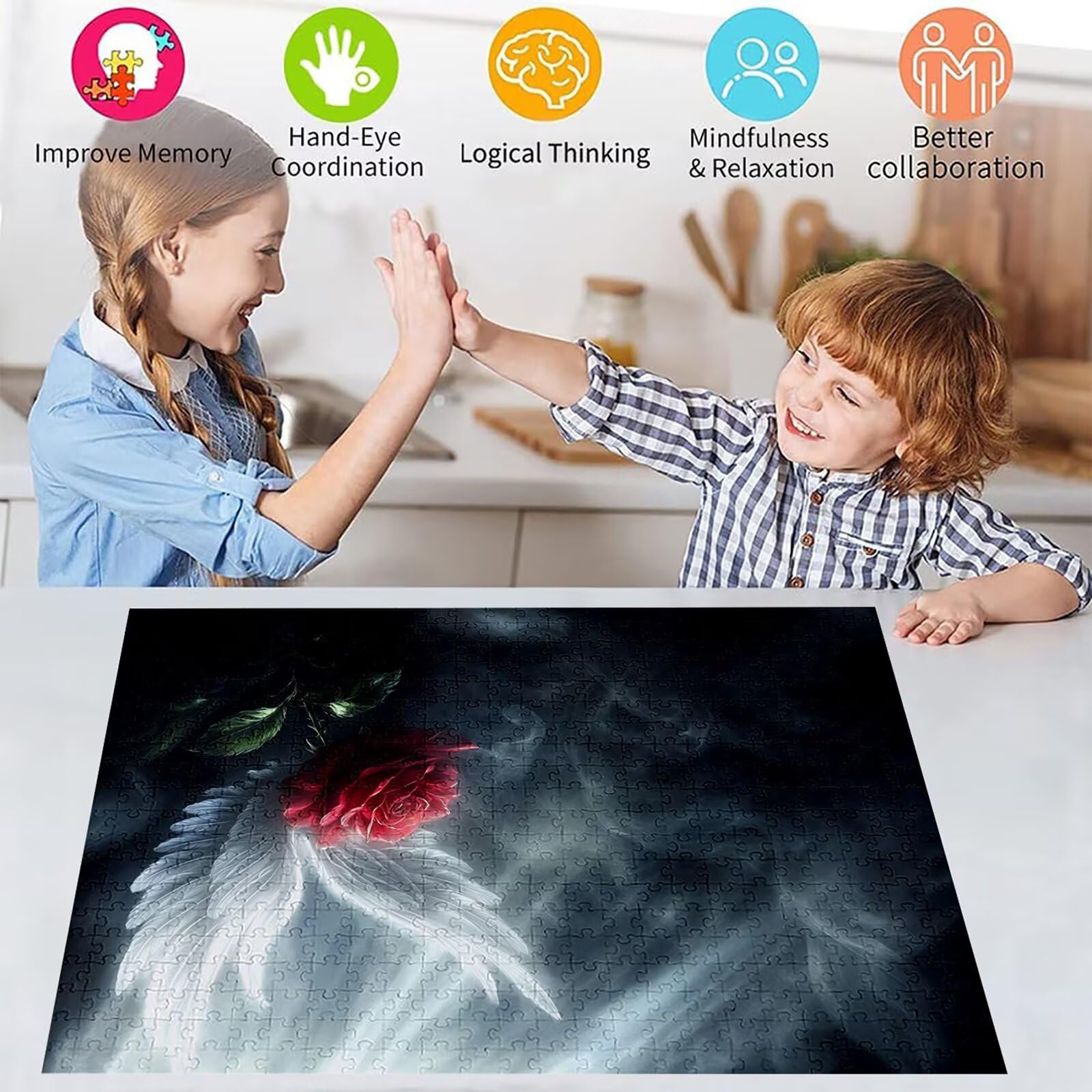 Puzzle 4000 elementów różowe puzzle dla dorosłych skrzydło 141x87cm Unikalne rzemiosło klasyczne 3D drewniana układanka do rodzinnych gier aktywnych, układanka do samodzielnego wykonania nawet do
