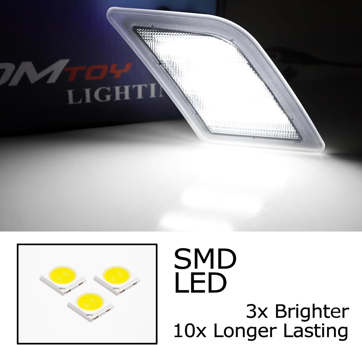 iJDMTOY Triple-Row White Full LED Side Markers, Compatible with Mercedes 2008-2011 W204 C250 C300 C350 & 2008-2013 C63 AMG, Clear Lens, Replace OEM Amber Sidemarker Lamps