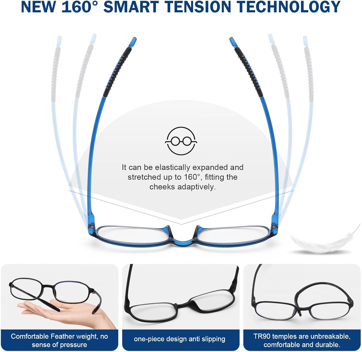 AQWANO 4 Pack Blue Light Blocking Reading Glasses for Men Women, Half Lens Computer Readers, Durable Lightweight TR90 Flexible Frame Eyeglasses Anti Eyestrain (1.25) - Image 6