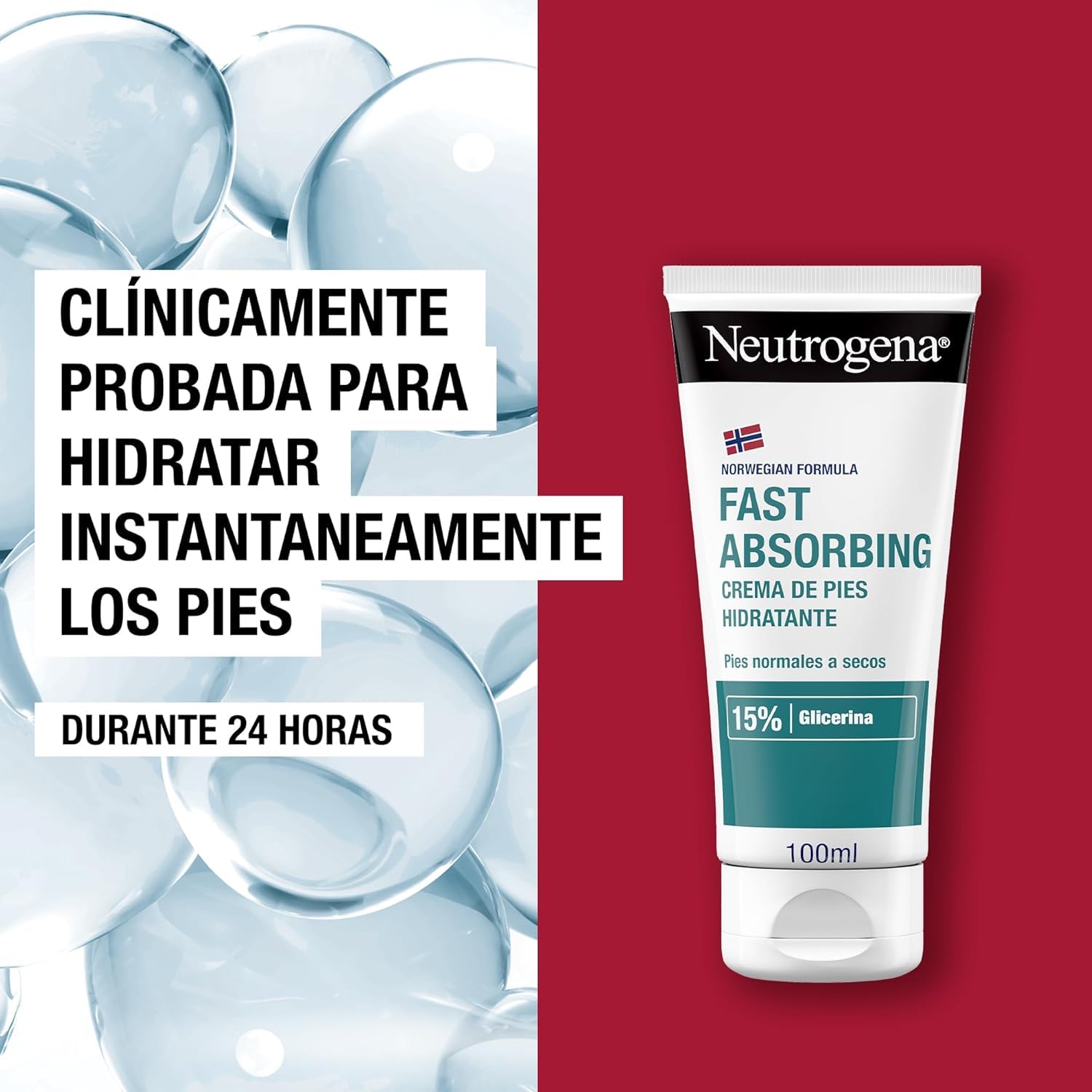 Neutrogena Fórmula Noruega Crema de Pies Absorción Inmediata (pack de 2 x 100 ml), crema hidratante para pies normales a secos, crema no grasa de absorción rápida