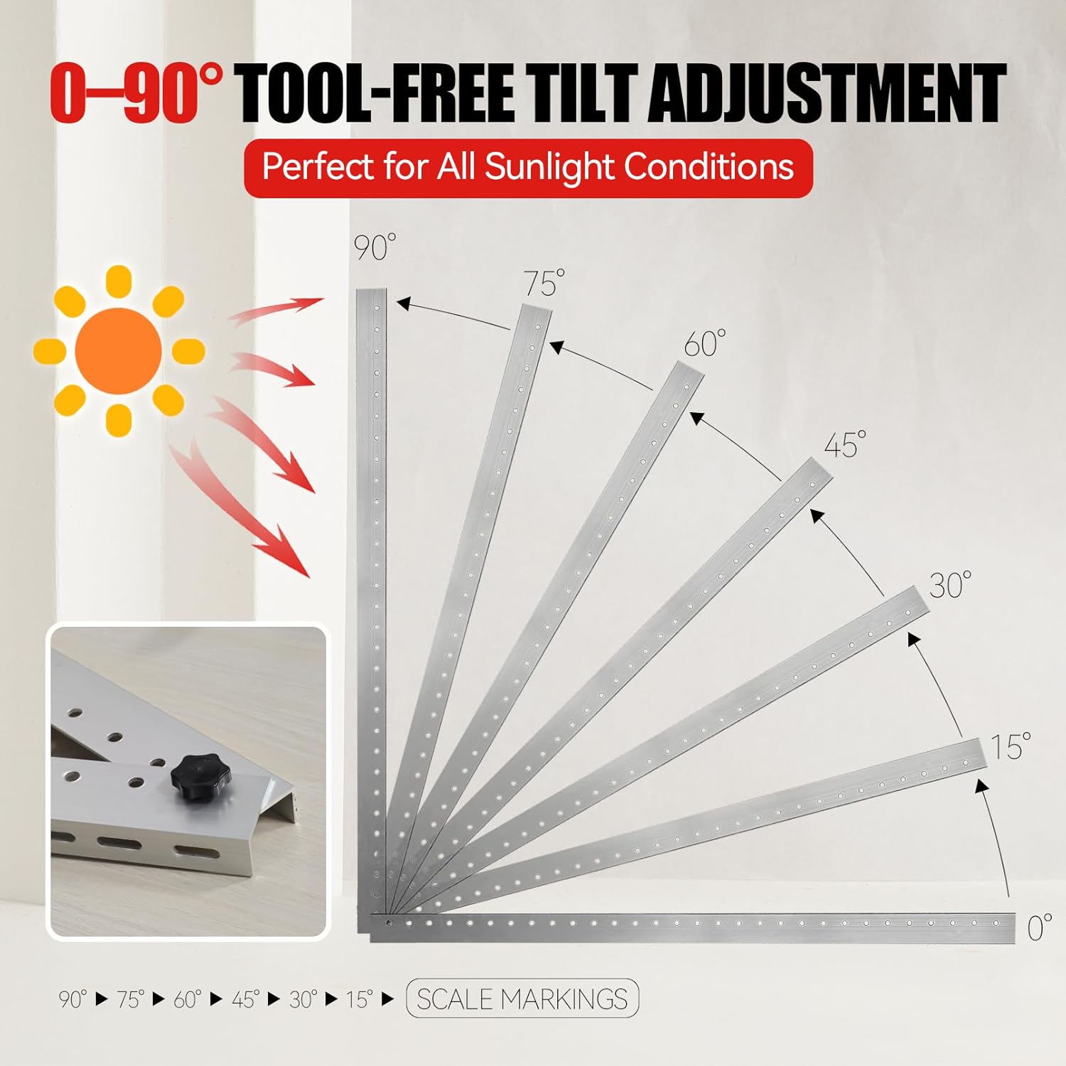 Adjustable Solar Panel Mount Brackets, 2 Sets(4 Pack) 45inch Solar Panel Mount Stand with Foldable Tilt Legs, Suitable for 2-4pcs 100-500 Watt Solar Panel for Roof, RV, Boat, and Off-Grid