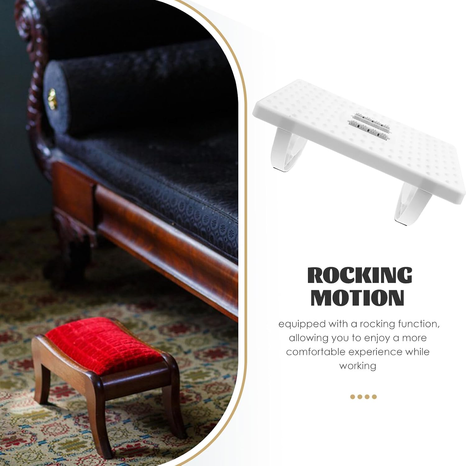 Ergonomic Under Desk Footrest with Rocking Massage Surface Office Footstool for Leg Exercise and Comfort in Home Bedroom Kitchen Bathroom