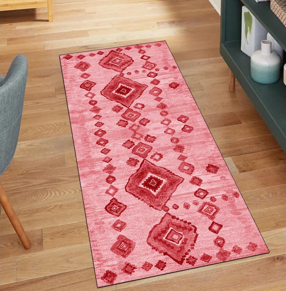 Alfombra de pasillo para pasillo antideslizante roja lavable de 40 x 350 cm