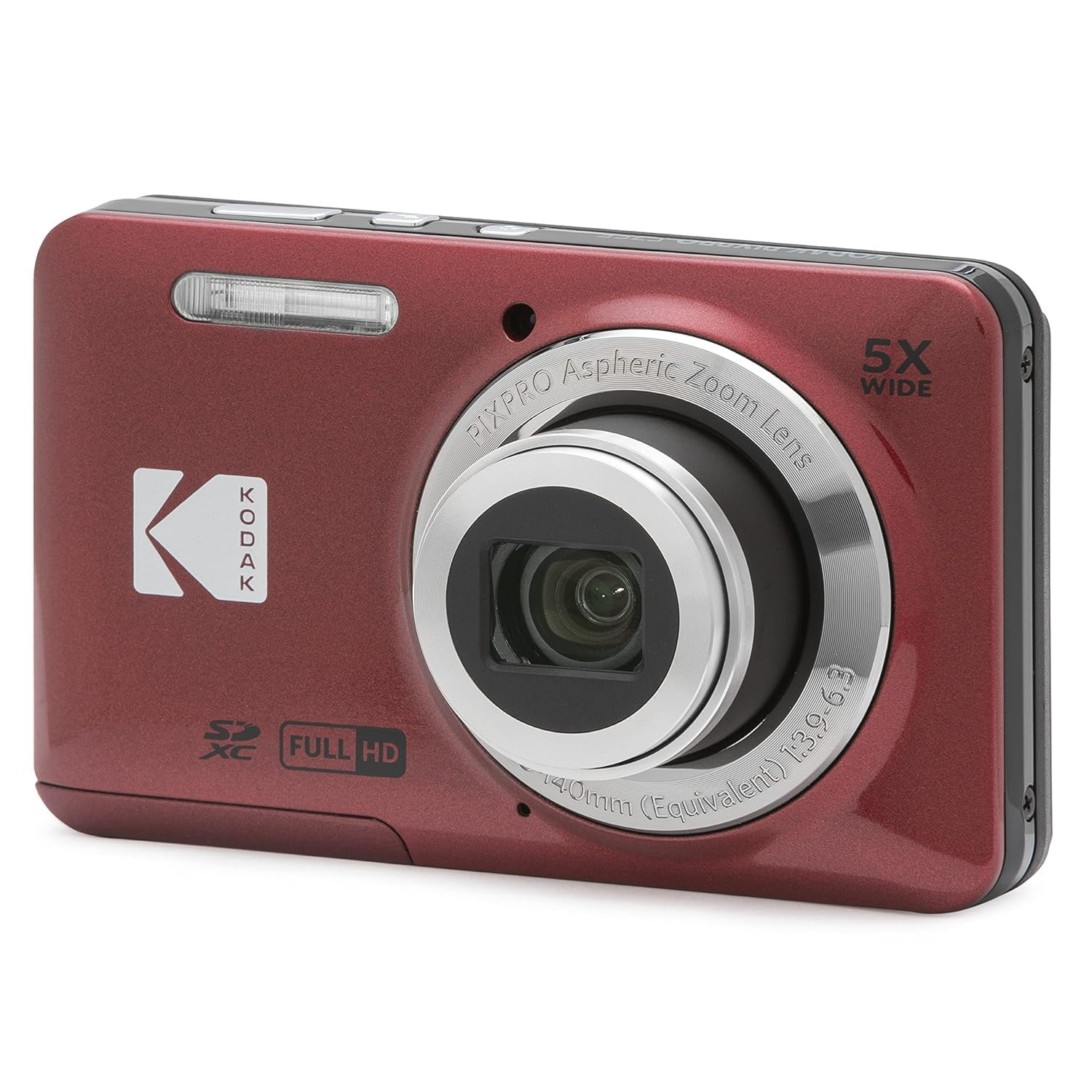 Add Kodak PIXPRO Friendly Zoom FZ55-RD 16MP Digital Camera, Red - Image 1