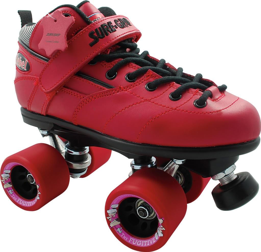Rebel Fugitive Red Roller Derby Skates Red Quad Derby Skate Wheels