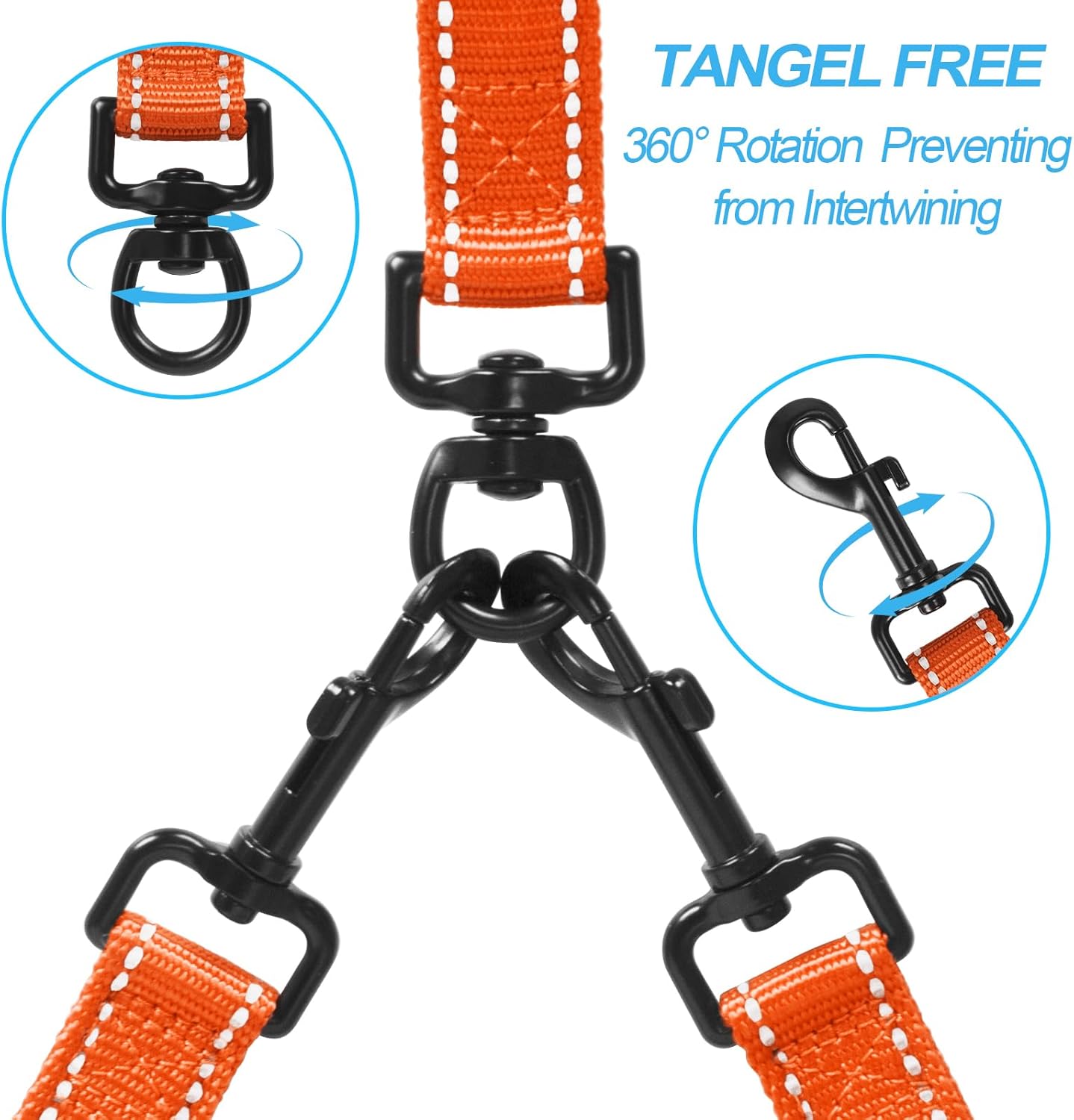 PetBonus No Tangle Double Dog Leash and Dog Seat Belt for Car