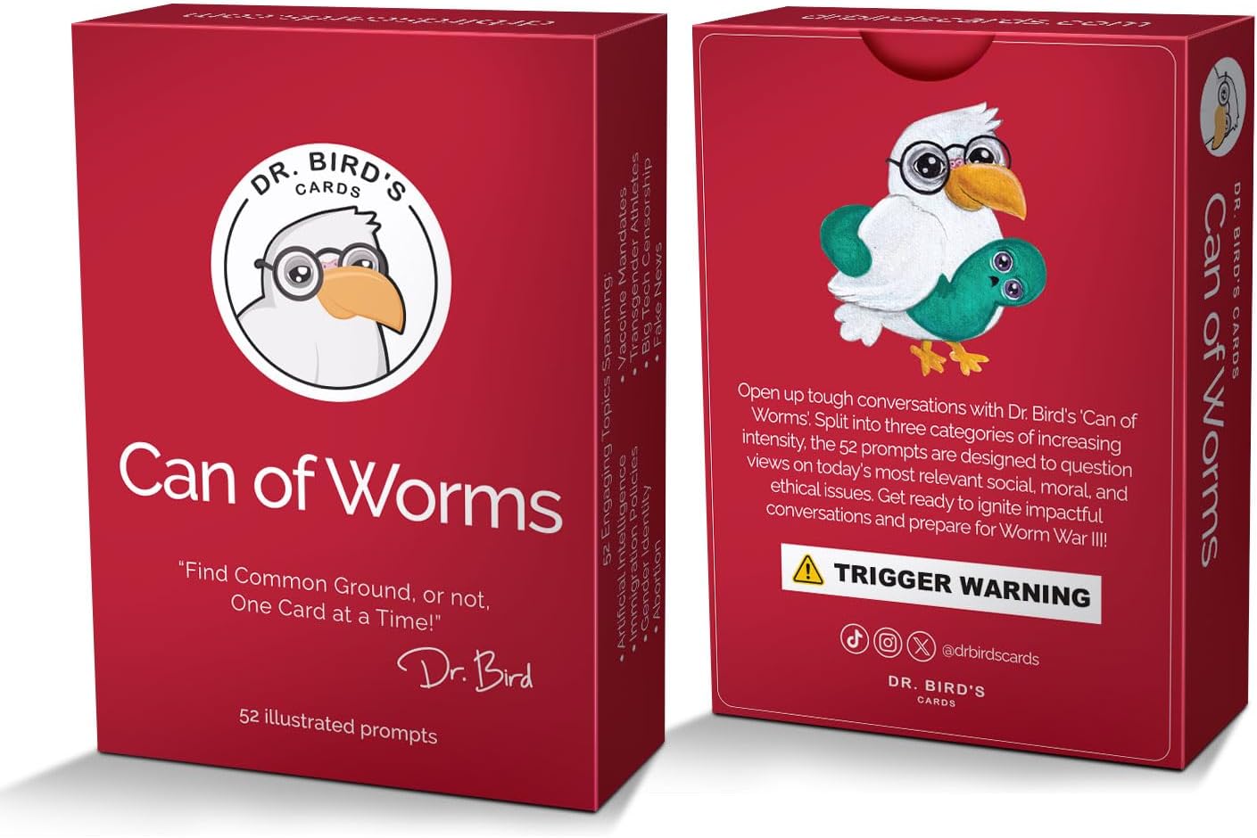 Dr. Bird's Cards - Can of Worms: The Ultimate Debate Card Game for Adults – Fun, Educational, and Intellectual Gift for College Students, Homeschool Activities, and Family Discussions