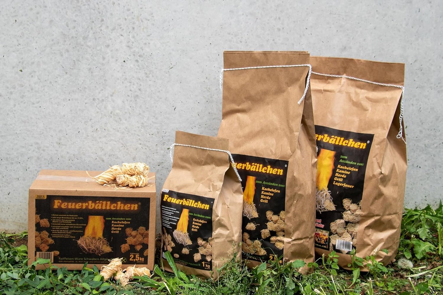 RaiffeisenWaren Bolas de fuego, encendedor de barbacoa, encendedor de chimenea, ayuda para encender (lana ecológica de productos naturales, para encender el carbón de la parrilla, fogatas o chimenea),