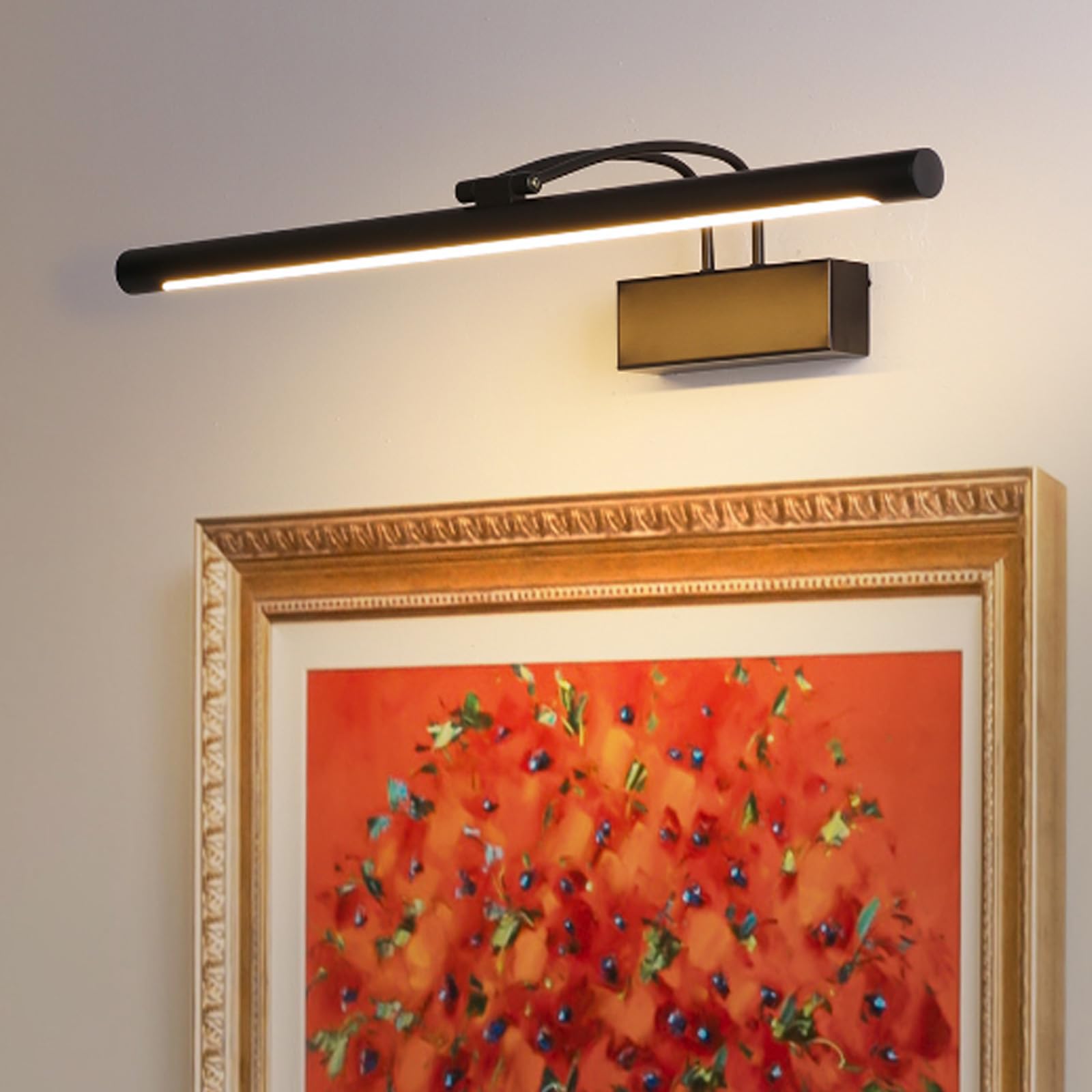 LED Spiegel Wandleuchten Schwarz Wasserdicht Wandbeleuchtung 270° Verstellbar Schwenkbar Wandlampe Acryl Minimalistisch Dekorativ Wandleuchten Interieur Badleuchte (Weißes Licht,58cm)