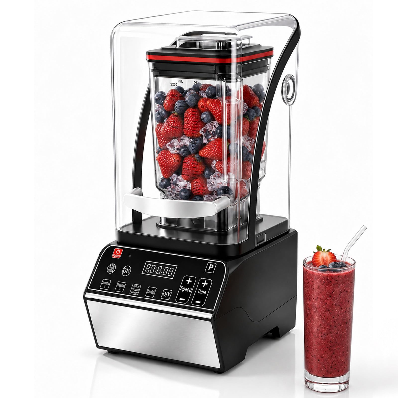 Shumiao Multicolor Quiet Commercial Blender With 46000 Rpm, 6 Presets, Self-Cleaning