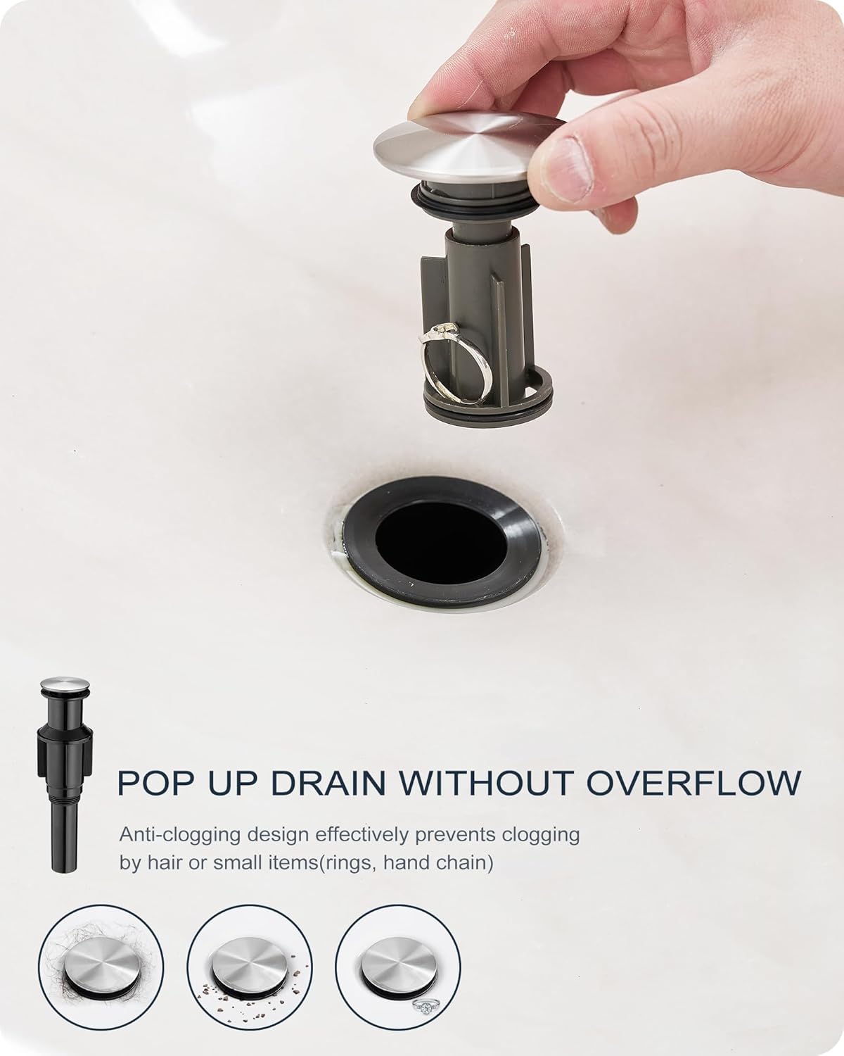 Brass Vessel Faucet Brushed Nickel, 1 Hole Tall Faucet for Bathroom Sink with Single Handle, Pop Up Drain & cUPC Water Hoses, Classic Aerator Style for Vessel Sink, 5 Mins Quick Installation