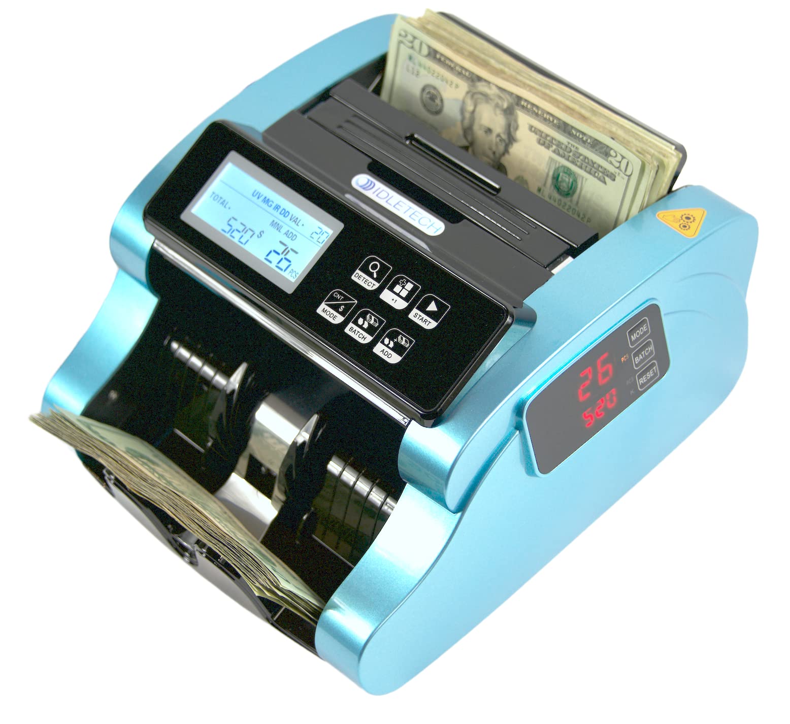 Money Counter Machine 1000 Bills/Min High-Speed Bill Counter with UV/MG/IR/DD Detection, LCD Display, Add/Batch/Value Modes – Ideal for Business, Retail, Office.