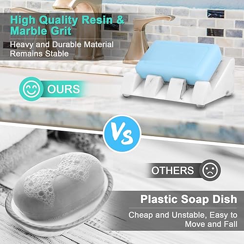Miniatura 5 de Morelax Morelax - 2 soportes para barra de jabón para bañococina, jabonera de mármol para jabón de barra, soporte de jabón en cascada (paquete de 2