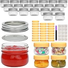 Small Mason Jars 4oz 25 Pack, Mini Canning Jars with Regular Lids for Spice, Jam, Honey, Jelly, Dessert, Shower Wedding Favors, DIY Candles | Small Glass Clear Jar with Airtight Lid for Spice, Jam, Honey, Jelly, Dessert, Wedding Favors, Food Storage & DIY Gift