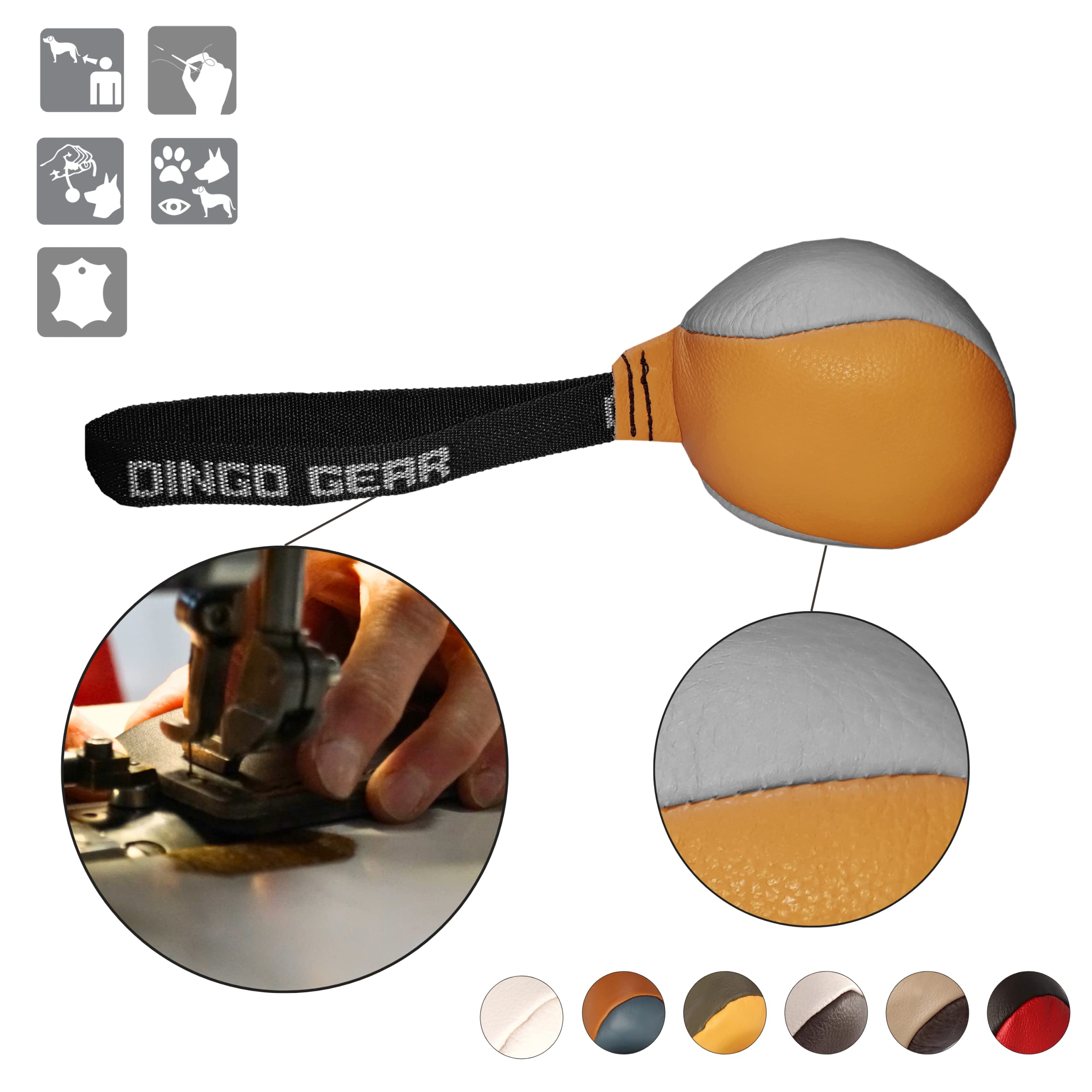 Dingo Gear S10006 - Pelota Suave para Perros (8 cm x 2 Unidades) | Piel de grano auténtico para entrenamiento de mordedura para cachorros S10006