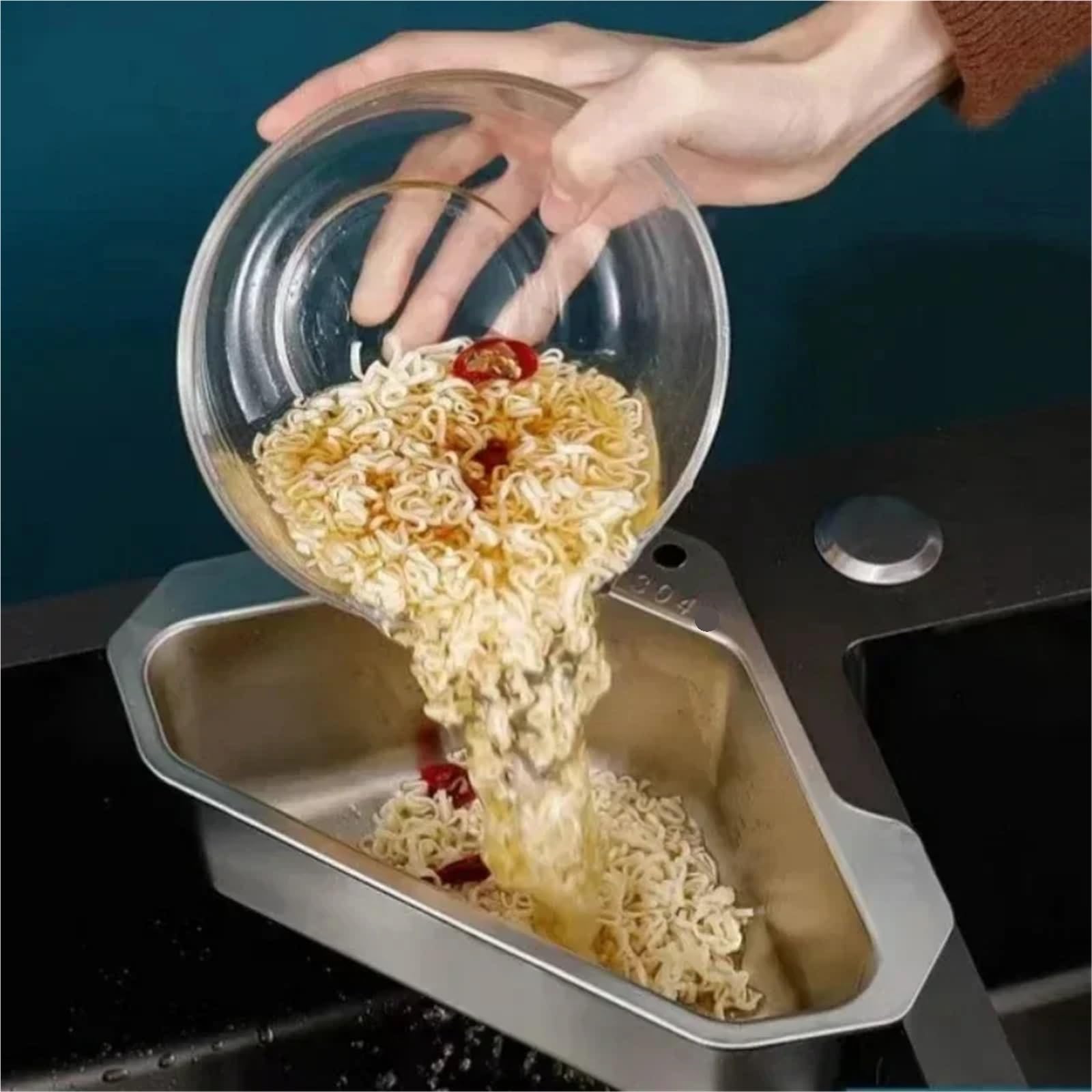 Filtro de Fregadero Cocina Acero Inoxidable, Cesta Drenaje Triangular, escurridor Frutas y Verduras, Estante Almacenamiento, Barra con Ventosa, 2 uds para Cocina,Frutas