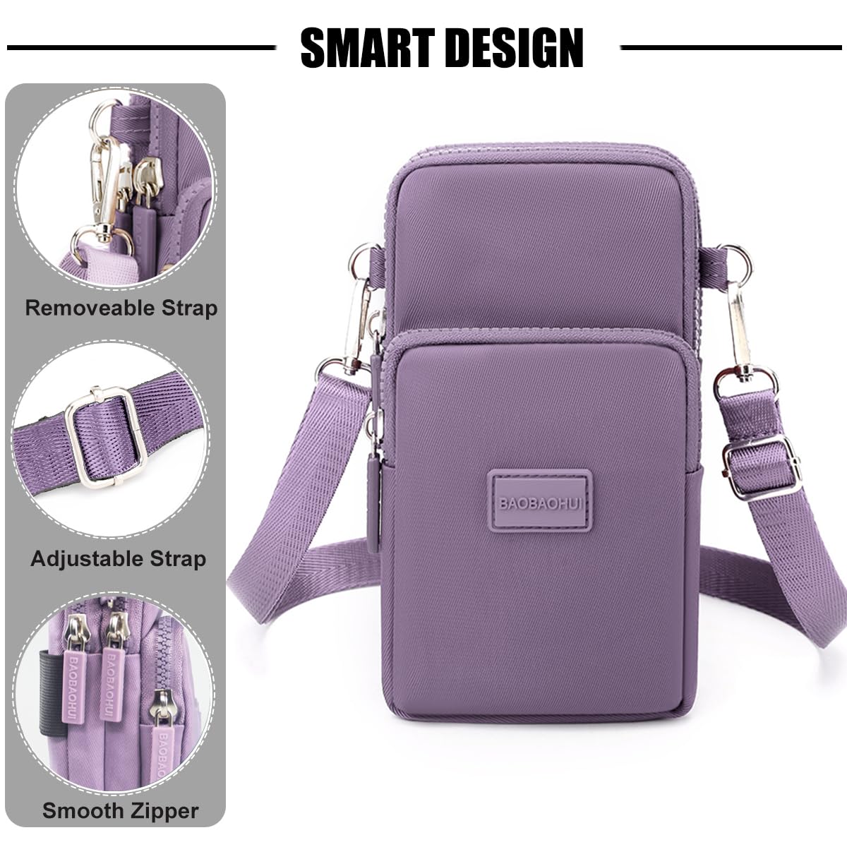 Borsa a tracolla da donna, impermeabile, borsa da polso con cerniera, piccola borsa a tracolla per iPhone 15 Pro Max/15/14/13/12/11, Samsung Galaxy S23 S22 o telefono meno da 6,8 pollici