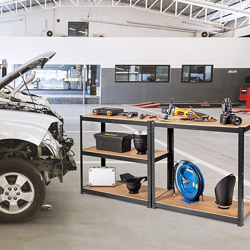 Miniatura 2 de Tangkula Estantes de almacenamiento de metal, organizador de marco resistente de 60 pulgadas, estante de garaje de 5 niveles, estantería de