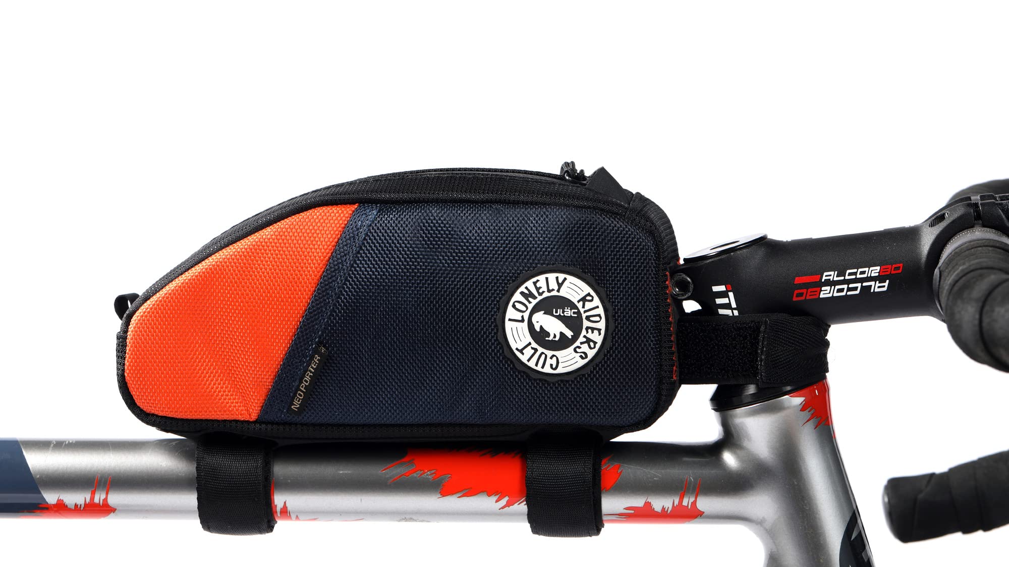 ULAC, Frame Bag for Bicycle Trekking Pro Waterproof Materials, 21 x 10 x 6 cm, Zip and Pockets, Velcro Fastening