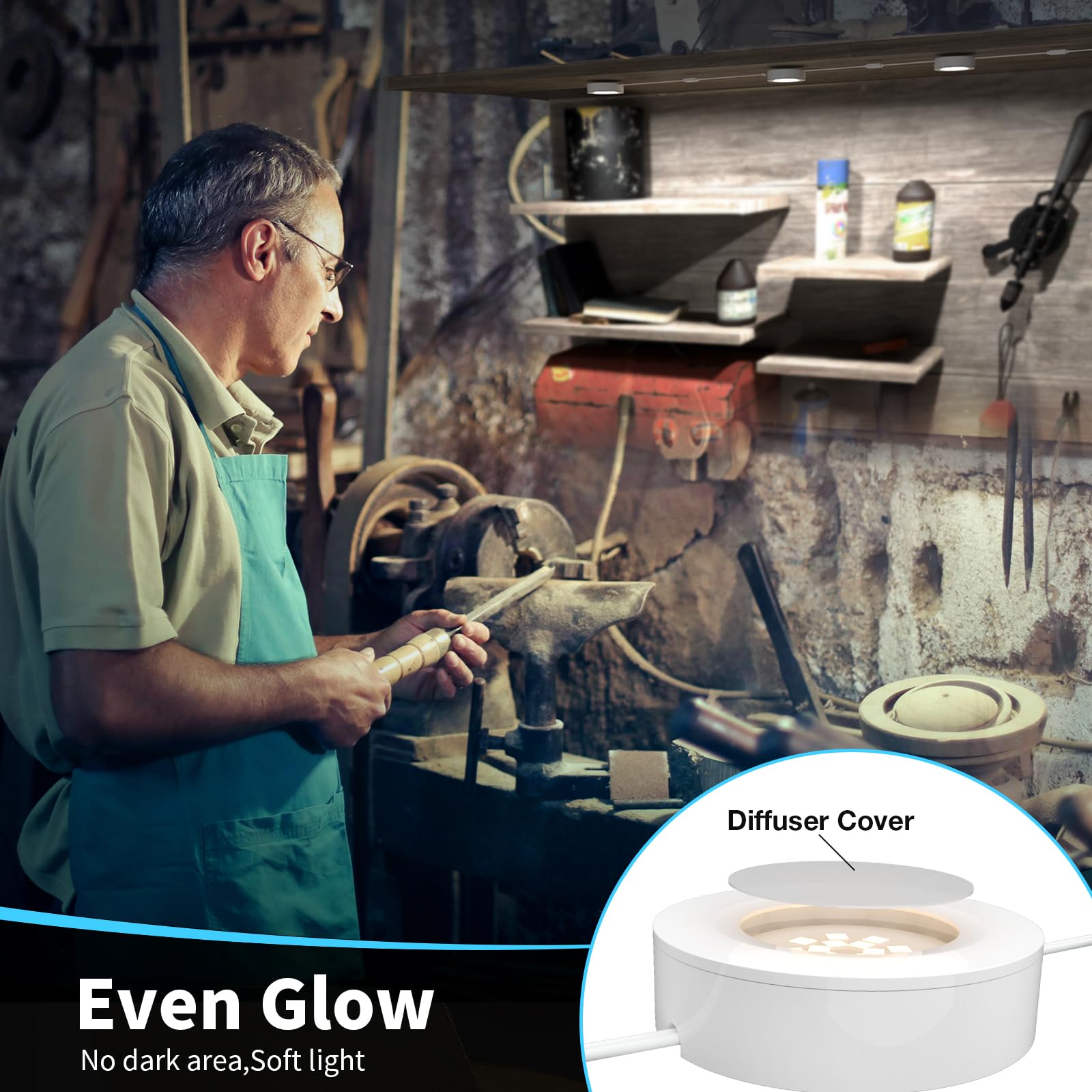 Luces cableadas para debajo del gabinete, luces LED enlazables con interruptor, iluminación debajo de la encimera para cocina, escaparate, estantería, empotrado y enchufe de pared, blanco 6000 2