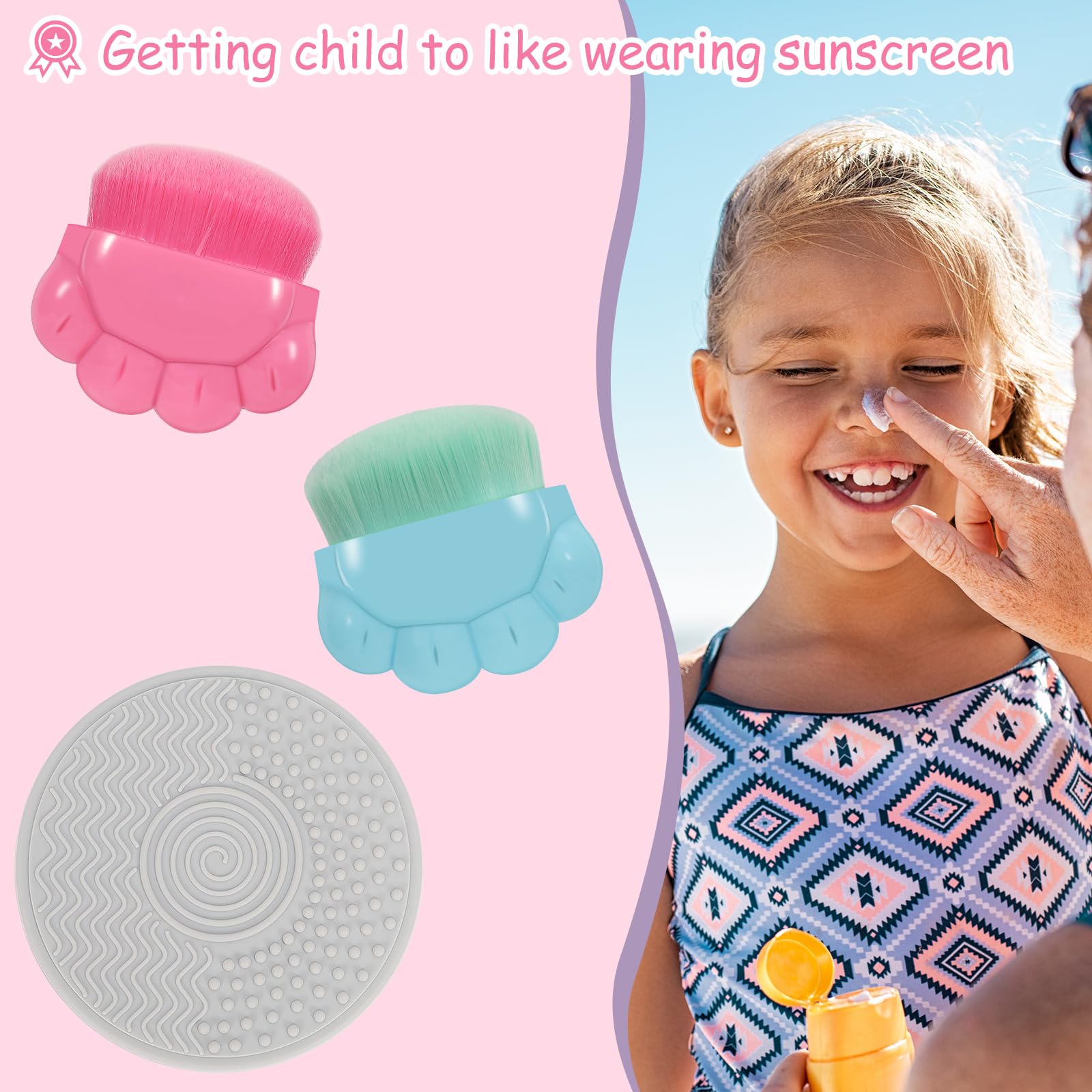 Applicatore Di Protezione Solare Per Bambini, Set Di Pennelli Con Cappuccio Protettivo Applicatore Di Lozione 2 Pezzi C~p144660933