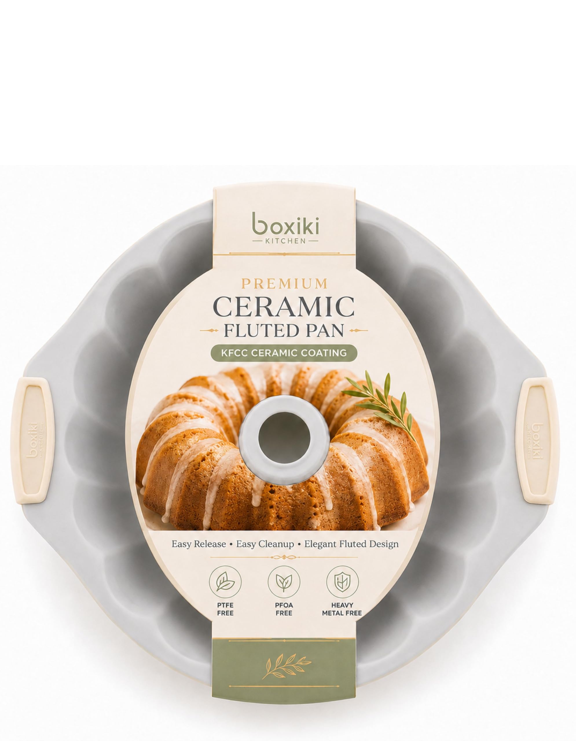 Boxiki Kitchen Ceramic Fluted Cake Pan
