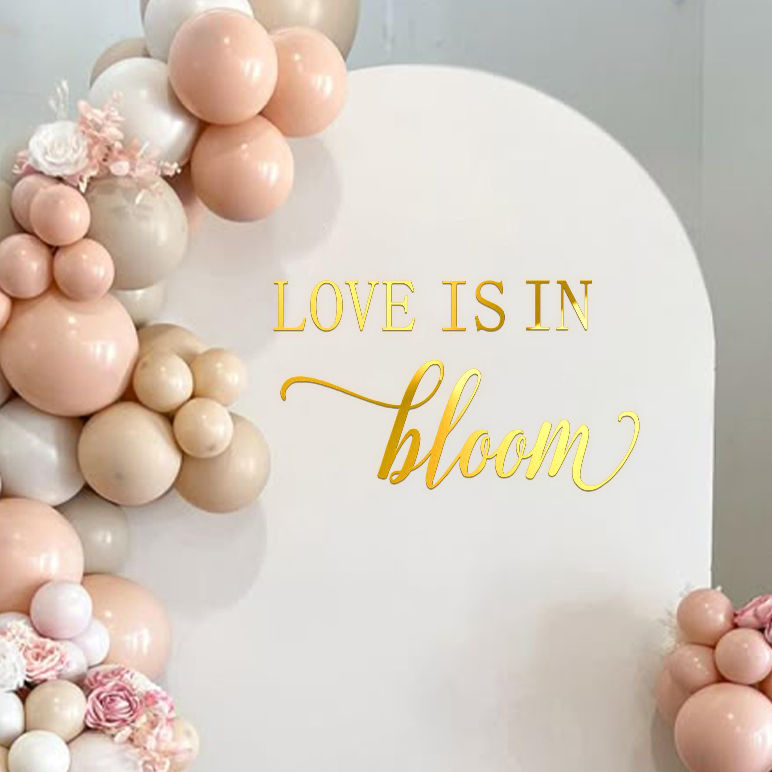 Raoformi Love is in Bloom Decal - Golden Bridal Shower Party Decal Sign,Wedding Party Supplies,Bride to Be Engagement Valentine Wall Stickers