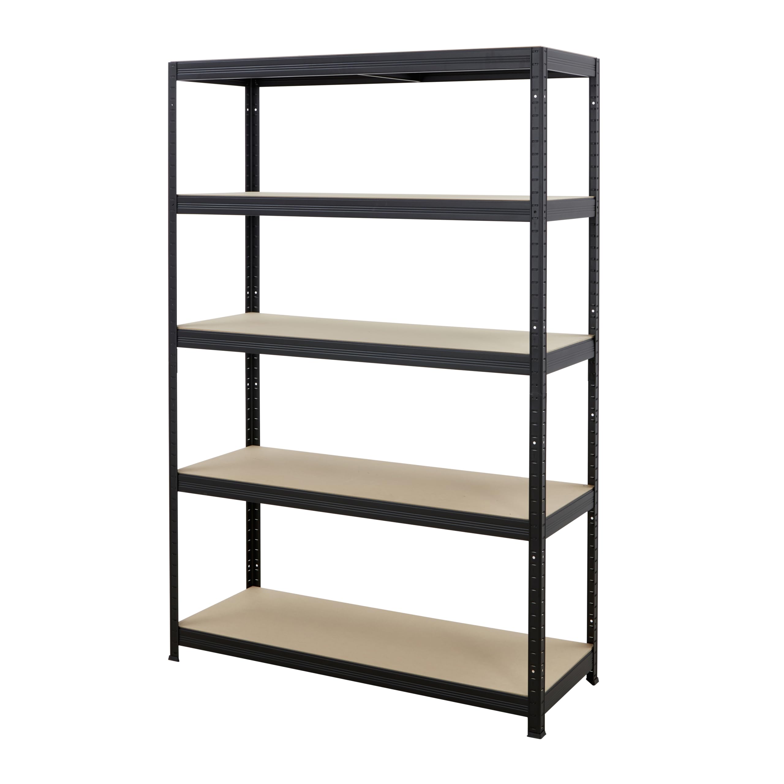 BiGDUG 5 Tier Heavy Duty Black Garage Shelving Unit - 180H x 120W x 45D cm - 1325 kg capacity (265 kg per shelf)