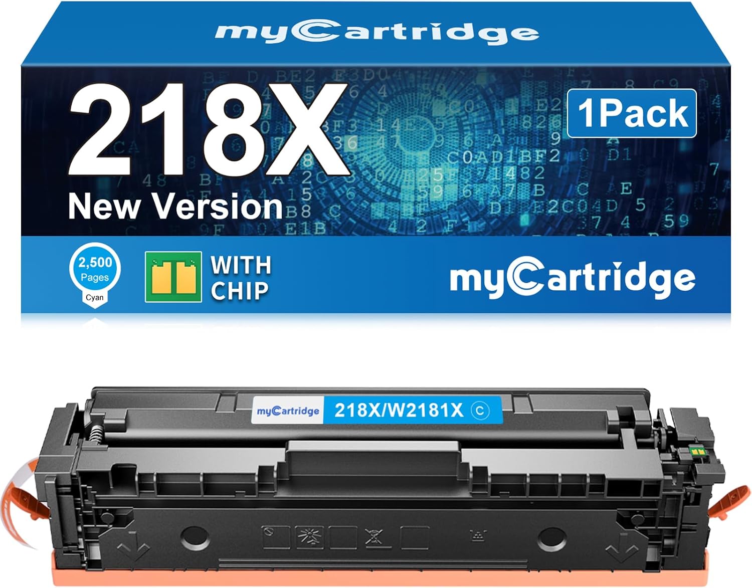 myCartridge Compatible Toner Cartridge Replacement for 218A 218X for Color LaserJet Pro 3201dw MFP 3301fdw 3301cdw 3301sdw Printer Ink W2180A W2180X Cyan 1 Pack