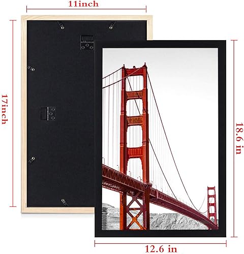 Miniatura 2 de Marco de madera maciza de color negro con montaje en la pared, 18x24