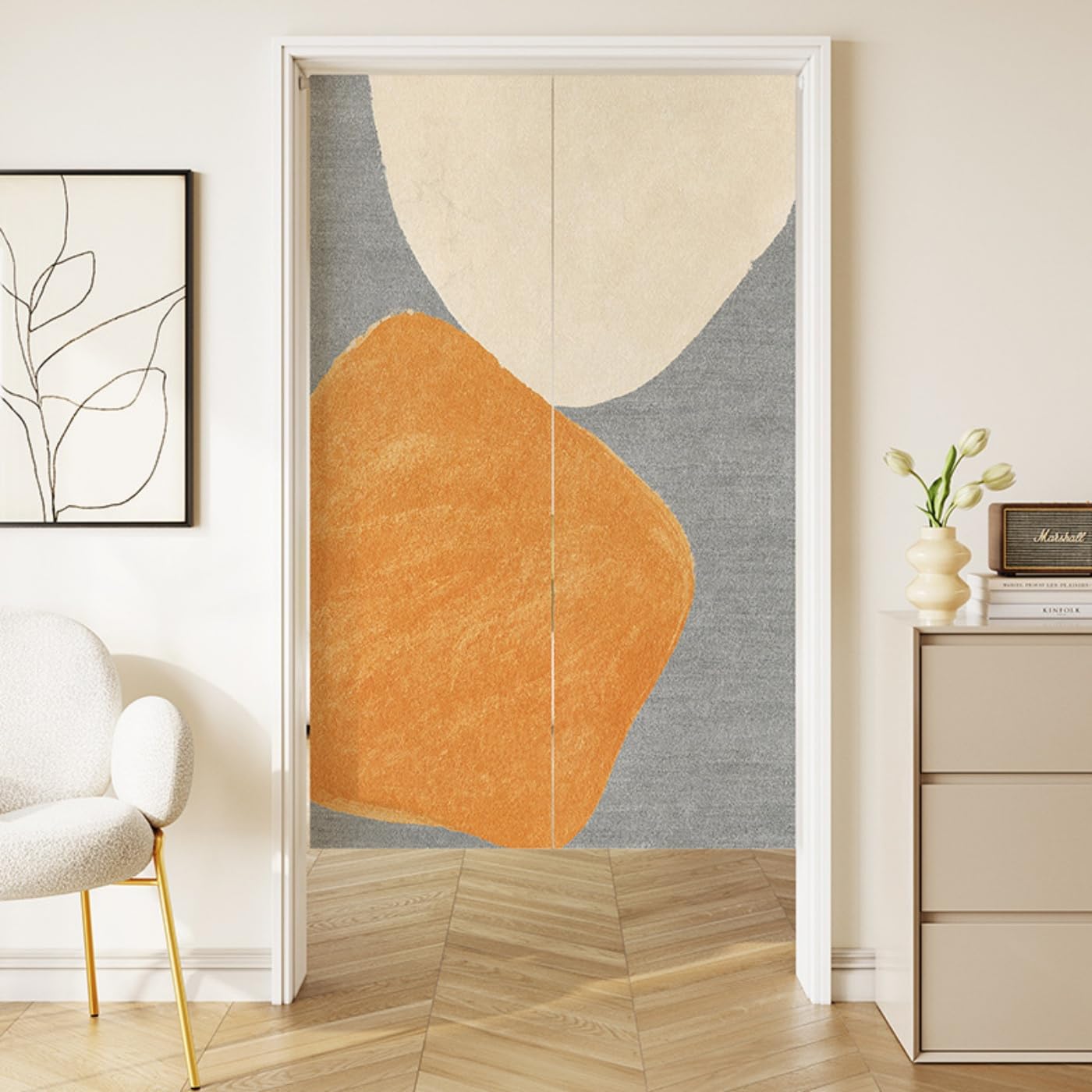 Guest Ruyunlai Japanese Noren Doorway Curtain, M11 Stone, 100x150cm