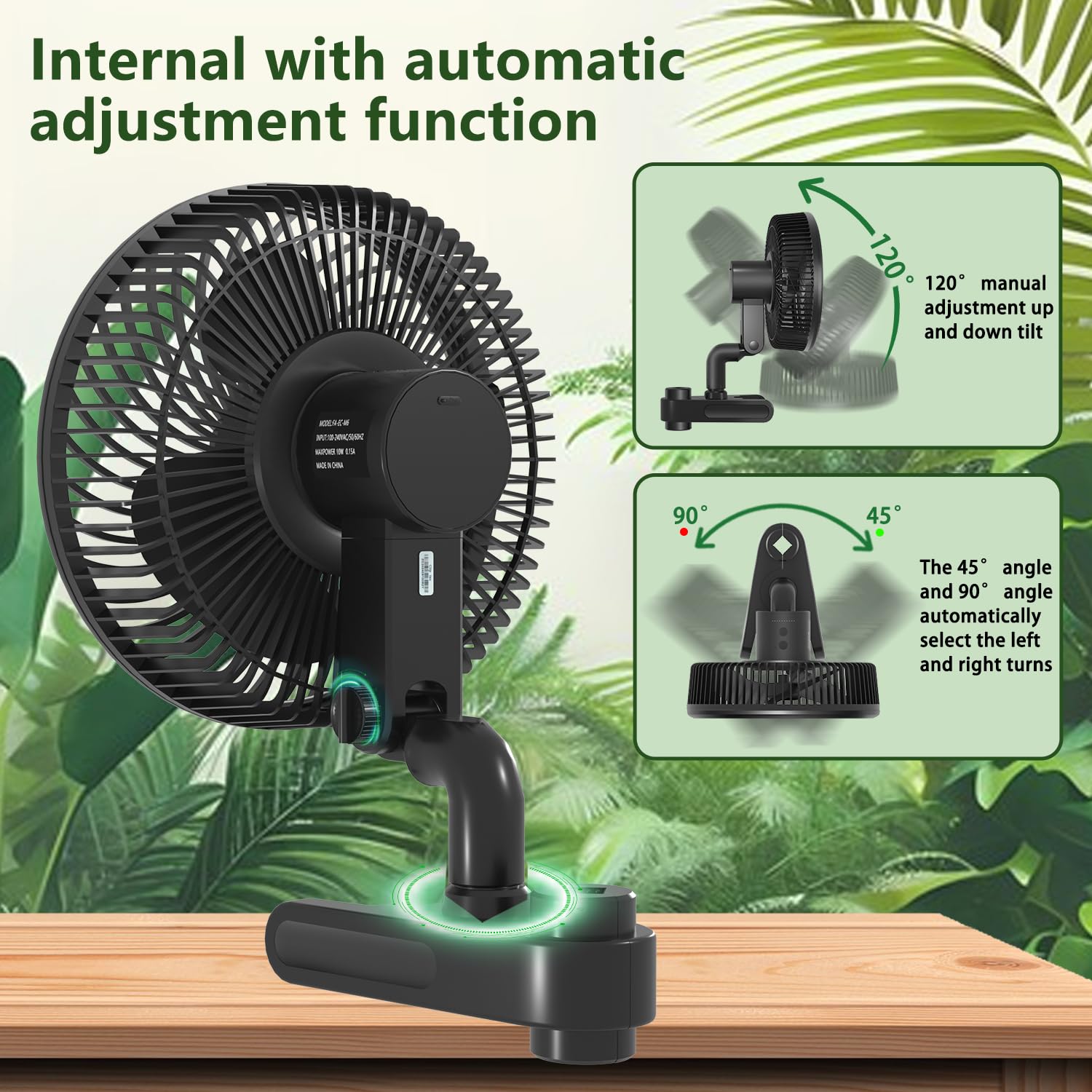 Clipfan/Ventilador con Clip 10W, Ventilador de Cultivo con Clip Oscilación Automática motor EC trifásico, 10 Velocidades, para Tienda de Cultivo.